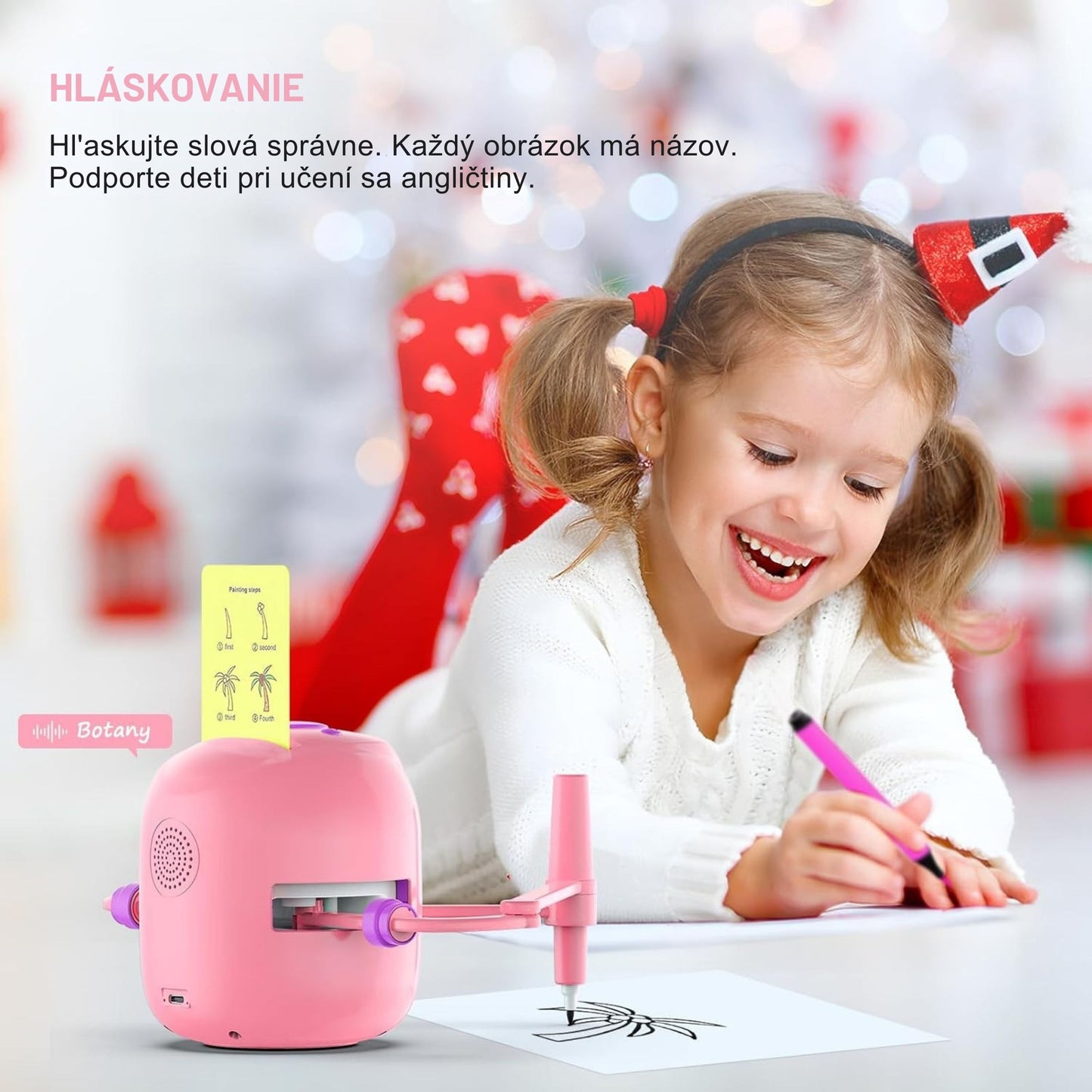 Smart Interactive Educational Drawing Robot for Kids Montessori Learning Toy with 100 Word Cards
