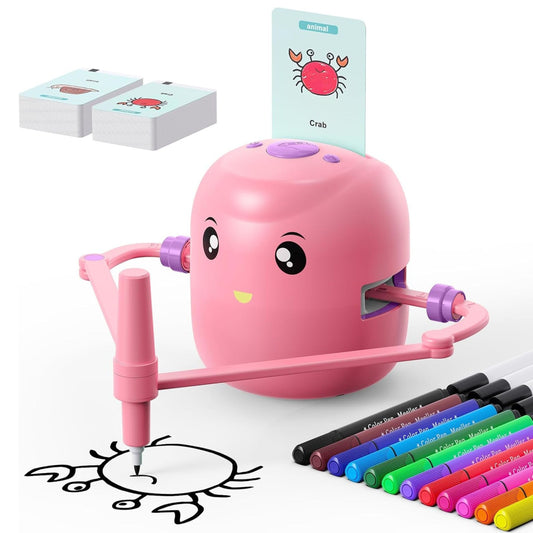 Smart Interactive Educational Drawing Robot for Kids Montessori Learning Toy with 100 Word Cards