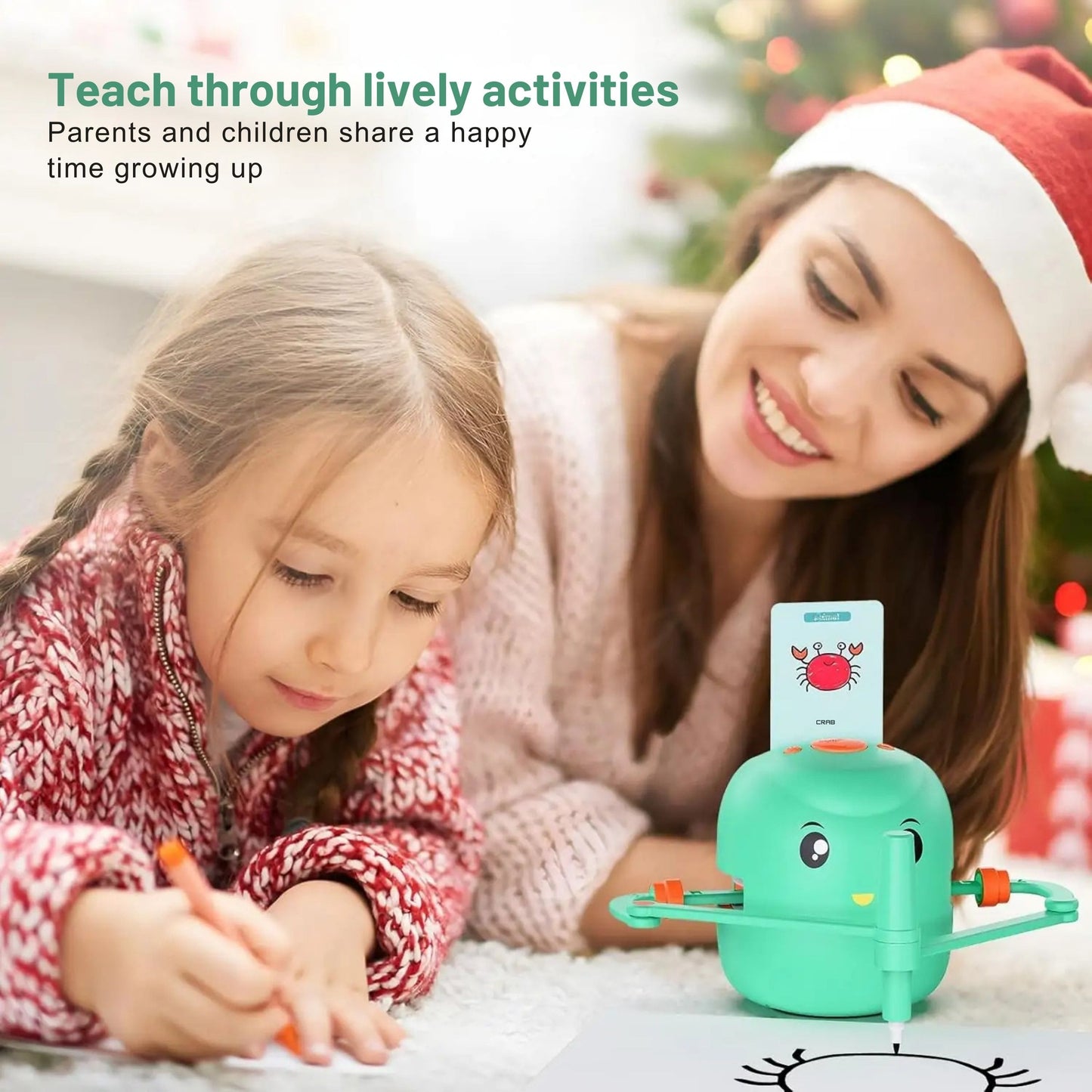 Smart Interactive Educational Drawing Robot for Kids Montessori Learning Toy with 100 Word Cards