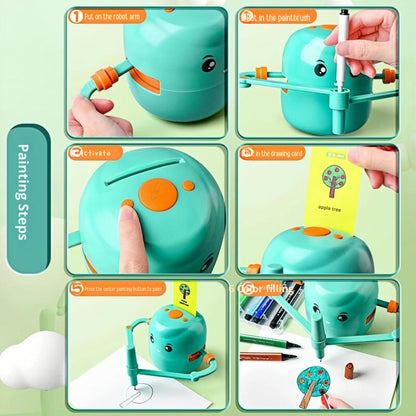 Smart Interactive Educational Drawing Robot for Kids Montessori Learning Toy with 100 Word Cards