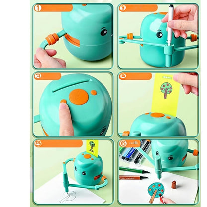Smart Interactive Educational Drawing Robot for Kids Montessori Learning Toy with 100 Word Cards
