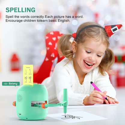 Smart Interactive Educational Drawing Robot for Kids Montessori Learning Toy with 100 Word Cards